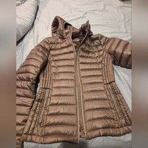 Calvin Klein Women's Quilted Hooded Puffer Jacket - Bronze